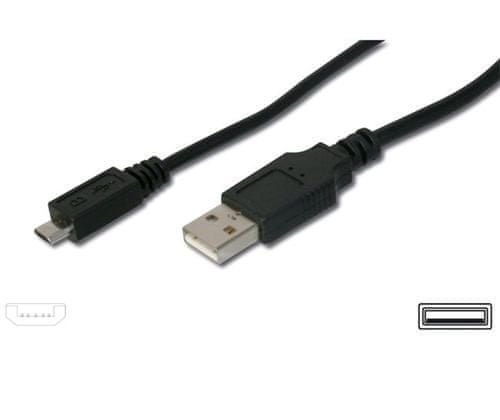 Manhattan Kábel USBA(M) - microUSB B(M), 5 pinov 3 m, čierny