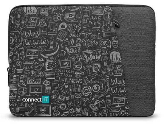 Connect IT Doodle púzdro pre notebook 13.3", ČIERNE