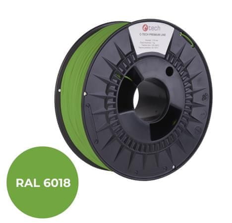 C-Tech tlačová struna PREMIUM LINE ( filament ), PLA, zelenožltá, RAL6018, 1,75mm, 1kg