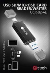 C-Tech Čítačka kariet UCR-02-AL, USB 3.0 TYPE A/ TYPE C, SD/micro SD