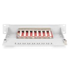 Digitus Patch panel CAT 6A, tienený, 8 portov 1U, montáž do 10" racku, šedý RAL 7035