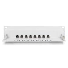 Digitus Patch panel CAT 6A, tienený, 8 portov 1U, montáž do 10" racku, šedý RAL 7035