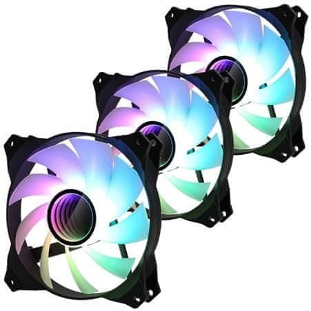 Zalman ZM-IF120A3, Ventilátor, 120mm, HBS ložisko, 3-pin, 21dBA, ARGB podsvietenie, bielo-čierny, 3ks