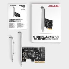 AXAGON PCES-SA4X4, PCIe radič - 4x interný SATA 6G port, ASM1164, SP & LP