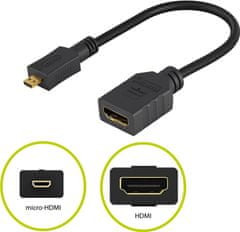 PremiumCord Flexi adaptér HDMI Typ A samica - micro HDMI Typ D samec pre ohybné zapojenie
