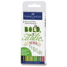 Faber-Castell Popisovač Pitt Artist Pen Hand Lettering 6 kusov, zelená sada