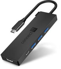 Connect IT USB-C húb, 5v1 (USB-C, 3xUSB-A, HDMI), externý, ANTRACITOVÝ
