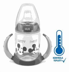 Nuk Dojčenská fľaša na učenie Disney Mickey s kontrolou teploty 150 ml sivá