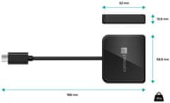 Connect IT USB-C húb, 3v1 (USB-C, USB-A, HDMI), externý, ČIERNY