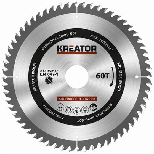 Kreator Pílový kotúč KRT020417 na drevo 190mm, 60T