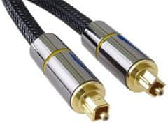 PremiumCord Optický audio kábel Toslink, OD: 7mm, Gold-metal design + Nylon 3m