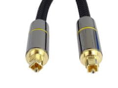 PremiumCord Optický audio kábel Toslink, OD: 7mm, Gold-metal design + Nylon 3m