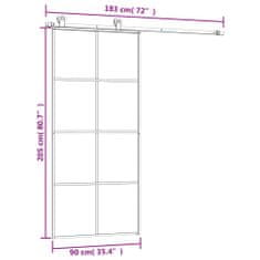 Vidaxl Posuvné dvere s kovaním ESG sklo a hliník 90x205 cm