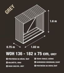 G21 Přístřešek na dřevo WOH 136 - 182 x 75 cm sivý 63900493