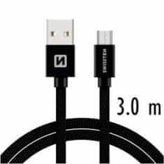 SWISSTEN DATA CABLE USB / MICRO USB TEXTILE 3,0 M BLACK