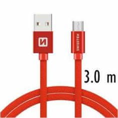 SWISSTEN DATA CABLE USB / MICRO USB TEXTILE 3,0 M RED