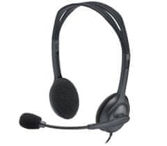 Logitech Headset Stereo H111/ drôtové slúchadlá + mikrofón/ 3,5 mm jack/ šedá