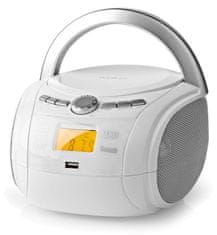 Nedis CD prehrávač Boombox/ výkon 9 W/ napájanie z batérie/ sieťové napájanie/ stereo/ BT/ FM/ USB/ biely