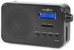 Nedis prenosné rádio/ DAB+/ FM/ 1.3 "/ napájanie z batérie/ digitálny/ 3.6 W/ budík/ časovač vypnutia/ čierne