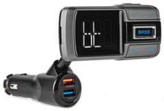 Nedis FM Transmitter do auta/ Hands free volanie/ 2.0 "/ LED obrazovka/ Bluetooth 5.0/ 12 - 24 V DC/ 3 A/ 2x USB/ čierny