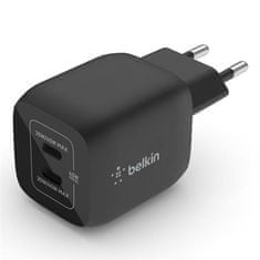 Belkin BOOST CHARGE Duálna 45W USB-C Power Delivery GaN PPS nástenná nabíjačka, čierna