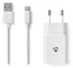 Nedis sieťová nabíjačka/ USB-C/ 2.4 A/ 5.0 VDC/ biela/ kábel 1m