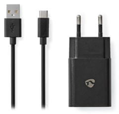 Nedis sieťová nabíjačka/ USB-C/ 2.4 A/ 5.0 VDC/ čierna/ kábel 1m