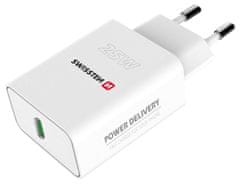 SWISSTEN sieťový adaptér Power Delivery 25 W pre iPhone a Samsung (ECO balenie) biely