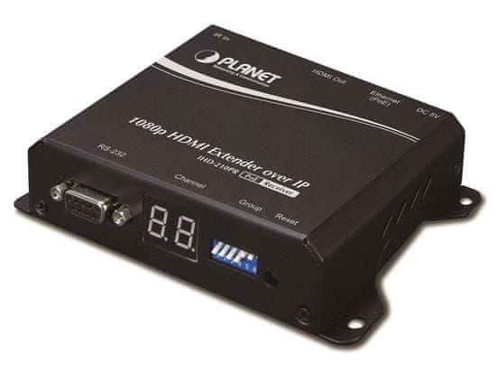 Planet IHD-210PR, HDMI video extender, prijímač, FullHD, H.264, multicast, IR, napájanie PoE