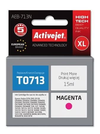 ActiveJet atrament Epson T0713 D78/DX6000/DX6050 Magenta, 15 ml AEB-713