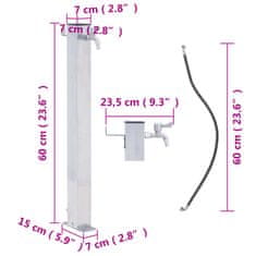 Vidaxl Záhradný vodný stĺpik 60 cm nehrdzavejúca oceľ štvorcový