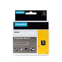 PrintLine kompatibilná páska s DYMO 1734524, 24mm, 3.5m, čierna tlač/biely podklad, RHINO, nylonová, flexibilná