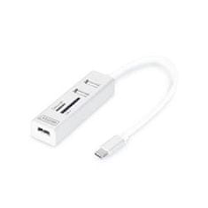 Digitus USB 2.0 Type-C s čítačka kariet 3x USB 2.0. 1x SD, 1x MicroSD Port, Hliník