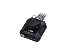 Aten Prepínač KVM 2:1 (USB, HDMI) 4K @ 60Hz, integrované káble (CS22H)