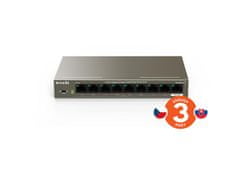 Tenda TEG1109P-8-102W - PoE AT Switch 102W, 9xRJ45 Switch s 8x 10/100/1000 Mbps PoE, Fanless, Kov