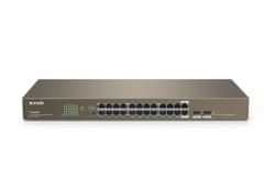 Tenda TEG1024F - 22-port Gigabit Ethernet Switch + 2x Combo SFP/RJ45, 10/100/1000 Mbps, Fanless, Rackmount, Kov