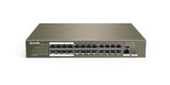 Tenda TEF1126P-24-250W PoE AF/AT switch - 24x PoE 100 Mb/s + 2x Uplink 1Gb/s RJ45/SFP, PoE+ 225W