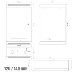 DATACOM 10" rack jednodielny 12U/140 šedý Skl.dv