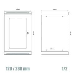 DATACOM 10" rack jednodielny 12U/280 šedý Skl.dv.