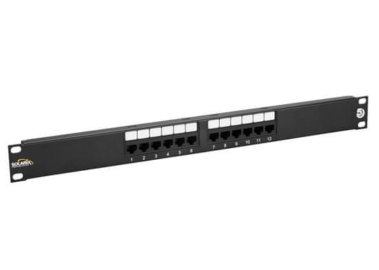 Solarix 19" Patch panel 12 x RJ45 CAT5E UTP 150 MHz čierny 1U, SX12-5E-UTP-BK