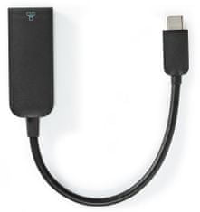 Nedis káblový adaptér USB 3.2 Gen 1/ USB-C zástrčka - RJ45 zásuvka/ okrúhly/ čierny/ 20cm