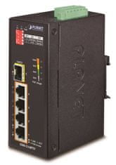 Planet ISW-514PTF, PoE switch 4x 10/100BaseTX+ 1x 100FX(SFP), 802.3at až 120W, DIN, IP40, -40~75 st.C, 12-48VDC