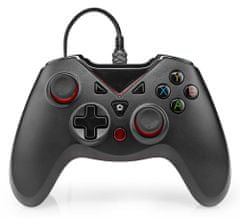 Nedis gamepad/ USB-A/ napájanie z USB/ pre PC/ počet tlačidiel 12/ čierny/ dĺžka kábla 1,60 m