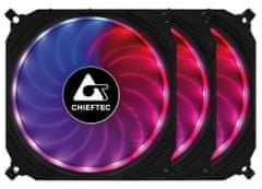 Chieftec sada ventilátorov Tornado / 3x 120mm fan / RGB LED / RGB ovládač / Diaľkové ovládanie / ultratichý 16 dBa