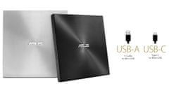 ASUS DVD ZenDrive SDRW-08U9M-U SILVER, External Slim DVD-RW, USB Type-C/Type-A, M-DISC