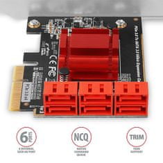 AXAGON PCES-SA6, PCIe radič - 6x interný SATA 6G port, ASM1166, SP & LP