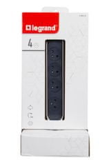 LEGRAND Revolution stĺpik s prepäťovou ochranou 4x2P+T, kábel 2m, bielo-šedá