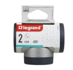 LEGRAND Revolution rozbočovač otočný 3x2P+T, nabíjačka USB A+C, hliník