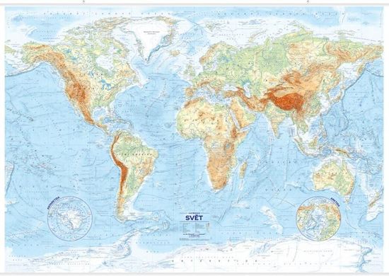 Svet - reliéf a povrch 1:21 000 000 nástenná mapa