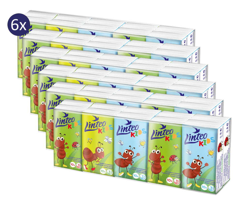 LINTEO Kids papierové vreckovky 6 x 10 ks